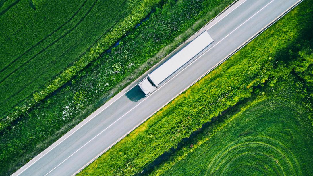 heavy vehicle driving on road
